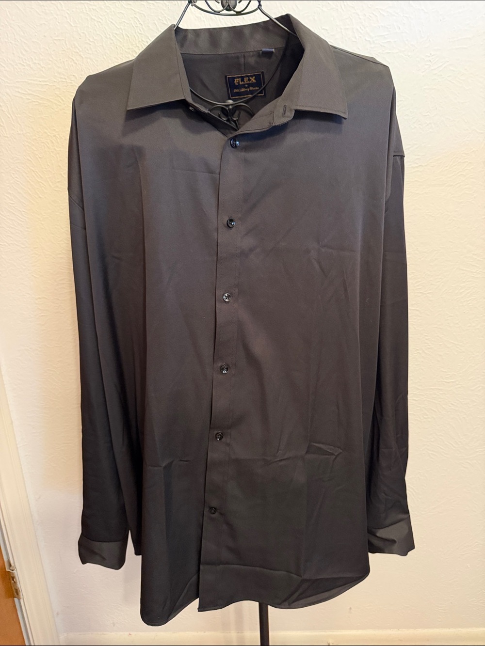 ✔️✔️✔️BOGOHO ✔️✔️✔️Men's Black Button-Up Dress Shirt-4XL